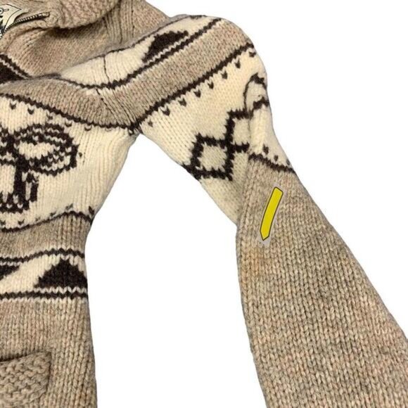 TNA Aritzia Brown 100% Lambswool Zip Up Long Sleeves Sweater Cardigan Small READ - Picture 8 of 10